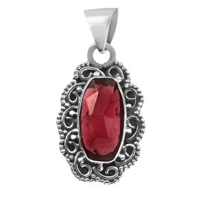 Garnet Rose Cut 1.25â€³ 925 Sterling Silver Pendant (RS29-145)