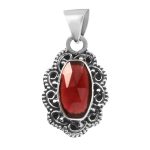 Garnet Rose Cut 1.25â€³ 925 Sterling Silver Pendant (RS29-146)