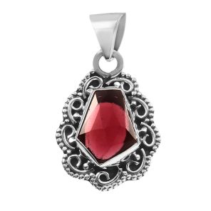 Garnet Rose Cut 1.25â€³ 925 Sterling Silver Pendant (RS29-147)