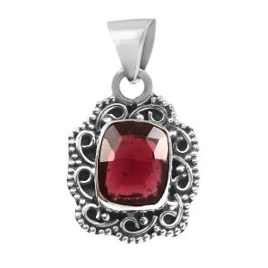 Garnet Rose Cut 1.25â€³ 925 Sterling Silver Pendant (RS29-150)