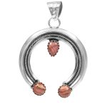 Pink Rhodochrosite Navajo Naja 925 Silver Pendant (RS10-114)