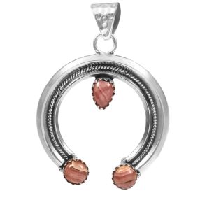 Pink Rhodochrosite Navajo Naja 925 Silver Pendant (RS10-114)