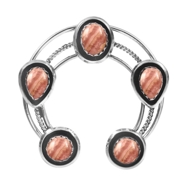Pink Rhodochrosite Navajo Naja 925 Silver Pendant (RS10-166)