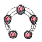 Pink Dahlia Turquoise Navajo Naja 925 Silver Pendant (RS10-164)