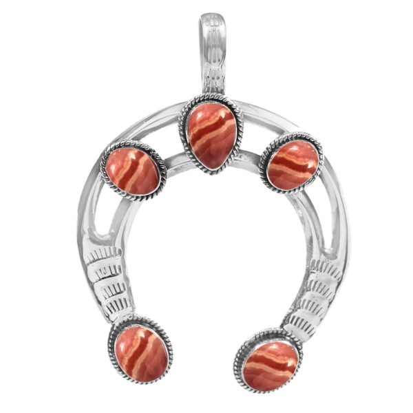 Pink Rhodochrosite Navajo Naja 925 Silver Pendant (RS10-143)