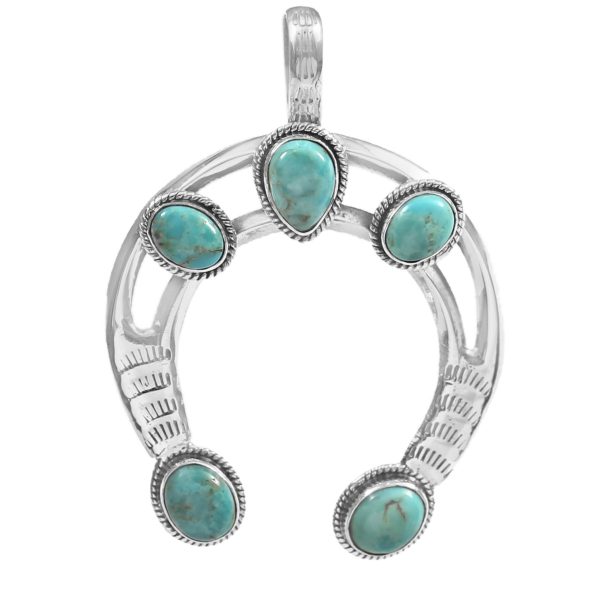 Mohave Turquoise Navajo Naja 925 Silver Pendant (RS10-142)