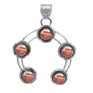 Pink Rhodochrosite Navajo Naja 925 Silver Pendant (RS10-136)