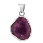Purple Geode Druzy 925 Sterling Silver Pendant (RS47-23)
