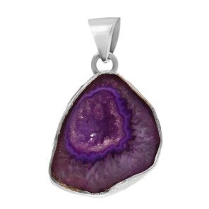 Purple Geode Druzy 925 Sterling Silver Pendant (RS47-24)