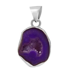 Purple Geode Druzy 925 Sterling Silver Pendant (RS47-25)