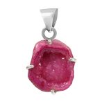 Pink Geode Druzy 925 Sterling Silver Pendant (RS47-19)