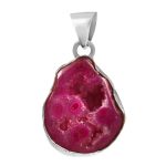 Pink Geode Druzy 925 Sterling Silver Pendant (RS47-13)