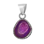 Purple Geode Druzy 925 Sterling Silver Pendant (RS47-26)