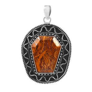 Mariam Jasper 2â€³ 925 Sterling Silver Pendant (REXT8-82)