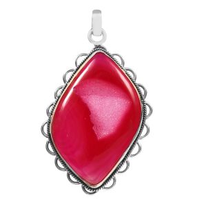 Pink Geode Druzy 2.25â€³ 925 Sterling Silver Pendant (REXT8-18)