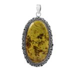 Lizardite 2.5â€³ 925 Sterling Silver Pendant (REXT8-8)