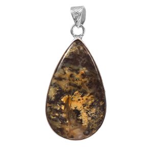Honey Dendritic Opal 2â€³ 925 Sterling Silver Pendant (REXT8-62)
