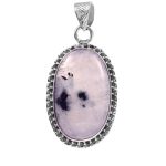 Black Tourmaline In Moonstone 1.5â€³ 925 Sterling Silver Pendant (REXT8-69)