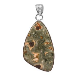 Rainforest Jasper 1.7â€³ 925 Sterling Silver Pendant (REXT8-42)
