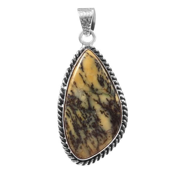 Honey Dendritic Opal 2â€³ 925 Sterling Silver Pendant (REXT8-59)