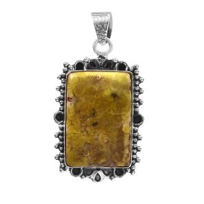Lizardite 1.75â€³ 925 Sterling Silver Pendant (REXT8-12)