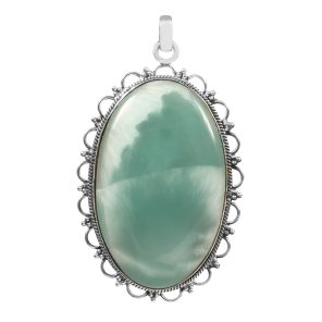 Flinte larimar 2.5â€³ 925 Sterling Silver Pendant (REXT8-30)