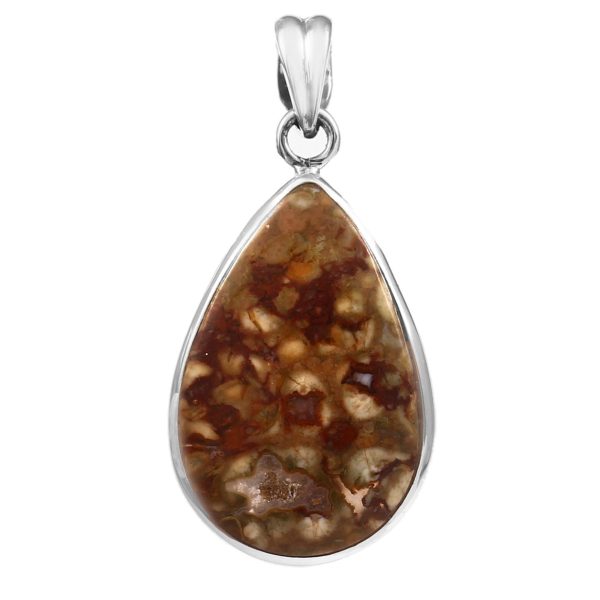 Rainforest Jasper 1.75â€³ 925 Sterling Silver Pendant (REXT8-44)