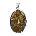 Rainforest Jasper 2â€³ 925 Sterling Silver Pendant (REXT8-49)