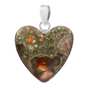 Rainforest Jasper 1.3â€³ 925 Sterling Silver Pendant (REXT8-45)