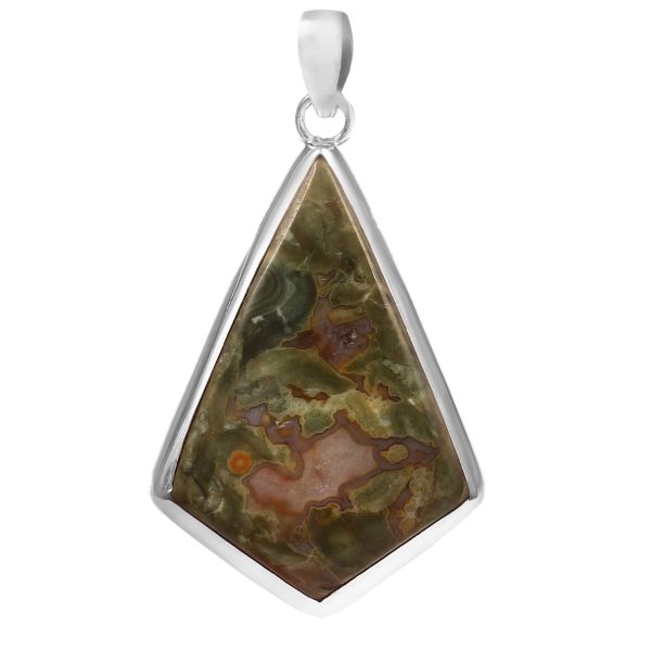 Rainforest Jasper 2â€³ 925 Sterling Silver Pendant (REXT8-46)