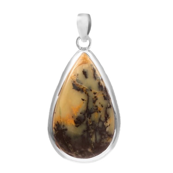 Honey Dendritic Opal 2â€³ 925 Sterling Silver Pendant (REXT8-63)