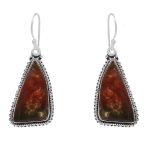 Moss Agate 1.5â€³ 925 Sterling Silver Earring (REXT52-27)