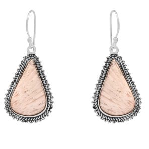 Pink Scolecite 1.5â€³ 925 Sterling Silver Earring (REXT52-25)