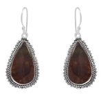 Moss Agate 1.5â€³ 925 Sterling Silver Earring (REXT52-30)