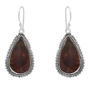 Moss Agate 1.5â€³ 925 Sterling Silver Earring (REXT52-30)