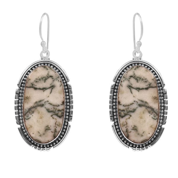 Tree Agate 1.75â€³ 925 Sterling Silver Earring (REXT52-21)