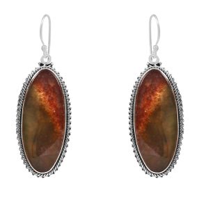 Moss Agate 1.75â€³ 925 Sterling Silver Earring (REXT52-33)