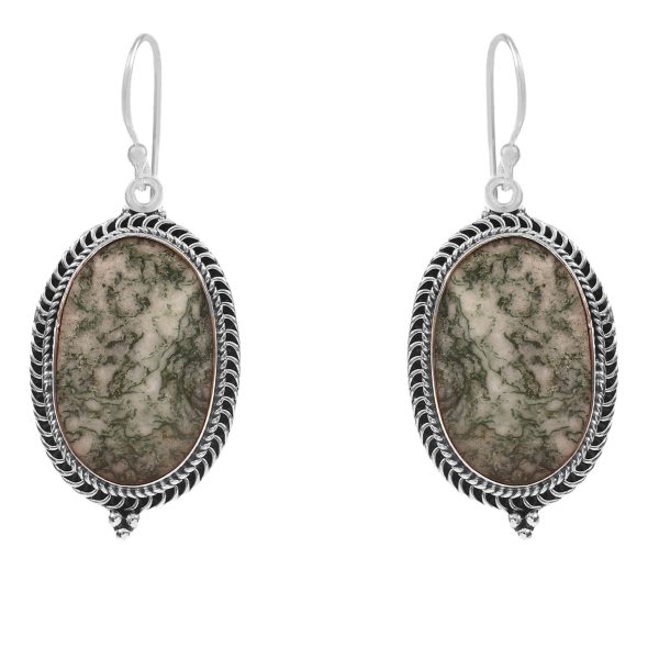Tree Agate 1.75â€³ 925 Sterling Silver Earring (REXT52-18)