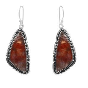 Moss Agate 1.75â€³ 925 Sterling Silver Earring (REXT52-37)