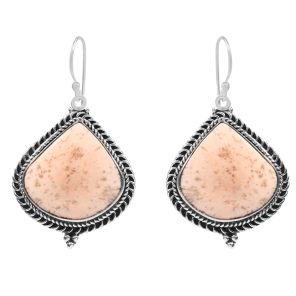 Pink Scolecite 1.5â€³ 925 Sterling Silver Earring (REXT52-26)