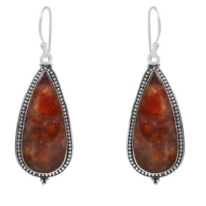 Moss Agate 1.75â€³ 925 Sterling Silver Earring (REXT52-34)