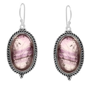 Chevron Amethyst 1.75â€³ 925 Sterling Silver Earring (REXT52-40)