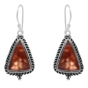 Moss Agate 1.5â€³ 925 Sterling Silver Earring (REXT52-35)
