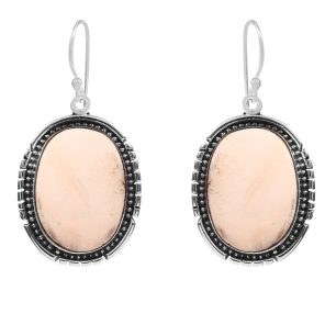 Pink Scolecite 1.5â€³ 925 Sterling Silver Earring (REXT52-24)