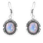 Rainbow Moonstone Southwest Style 1.5" 925 Sterling Silver Earring (REXT30-27)