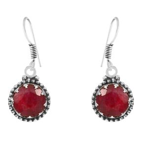 Ruby Earring 1.25" 925 Sterling Silver Earring (REXT40-61)