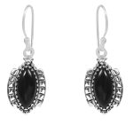 Black Onyx Southwest Style 1.5" 925 Sterling Silver Earring (REXT30-49)