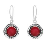 Ruby Southwest Style 1.25" 925 Sterling Silver Earring (REXT30-18)