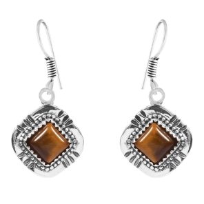 Tigerâ€™s Eye Southwest Style 1.5" 925 Sterling Silver Earring (REXT30-44)