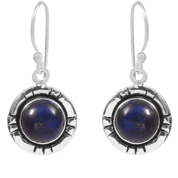 Lapis Lazuli Southwest Style 1.25" 925 Sterling Silver Earring (REXT30-11)